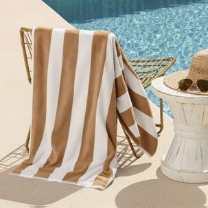 Toalla De Playa Nautica Home 100% Algod&oacute;n 163x81 Dise&ntilde;o Rayas Beige