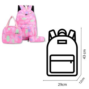 Pack Mochila Lonchera Estuche 43cm Juvenil Escolar Gradient Fuchsia