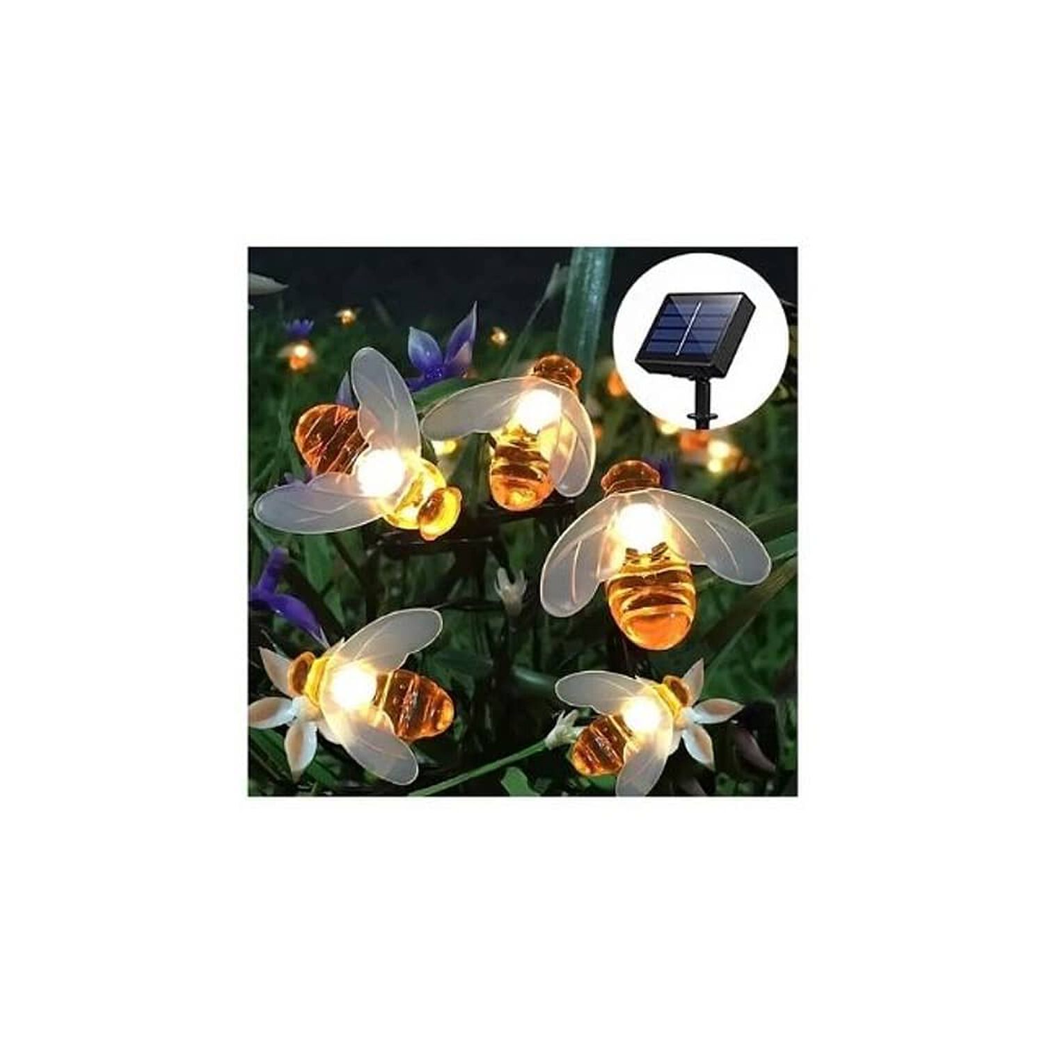 Cadena De Luces Solares De 30 Ledes Para Exterior Jard&iacute;n Luces Abeja image number 0.0