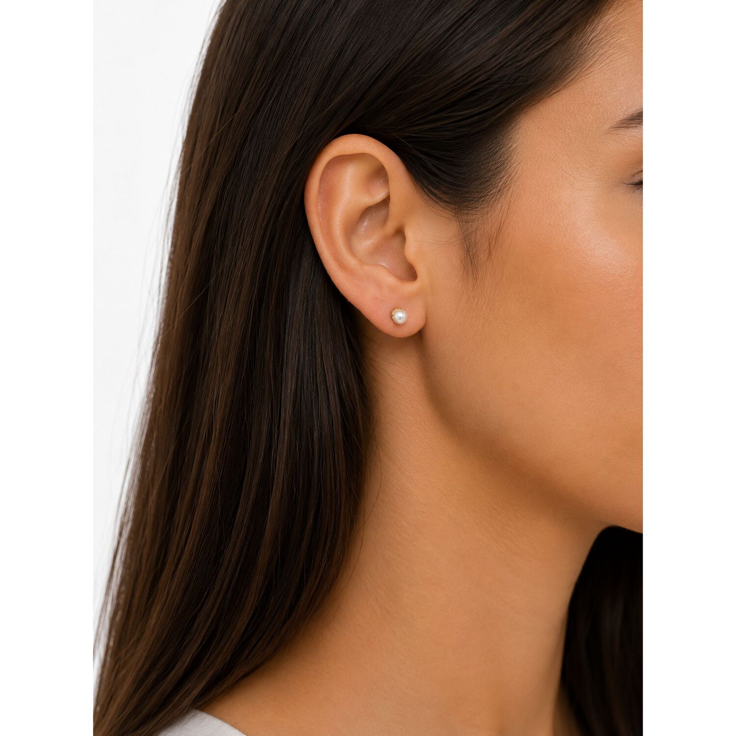 Aros Perla Cultivada Casquillo 4mm N2 Oro 18k 0.90gr Mujer Dorado image number 4.0