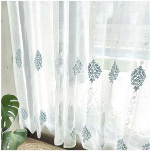 Set De 02 Visillos Bordados Con Argollas 140x230 Cm Mod03