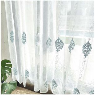 Set De 02 Visillos Bordados Con Argollas 140x230 Cm Mod03