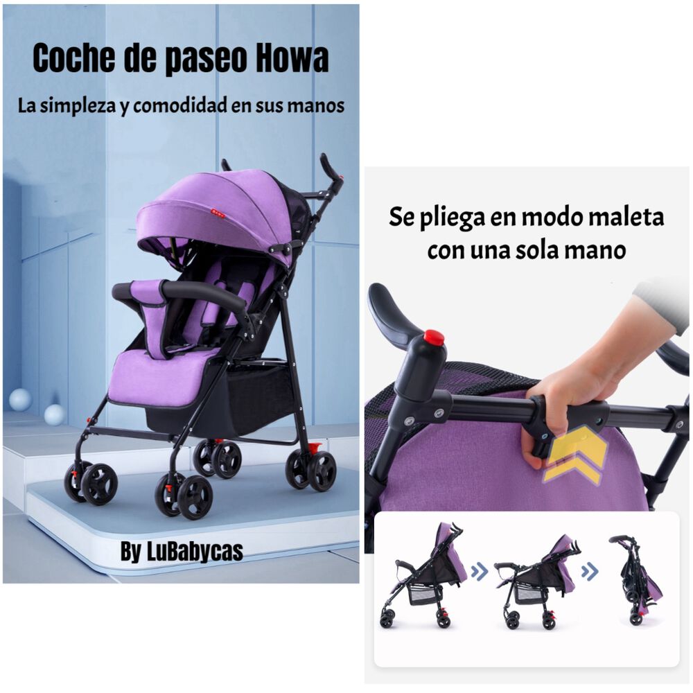 Coche Paseo Liviano Con Posa Vaso Howa Rosado Lubabycas image number 4.0