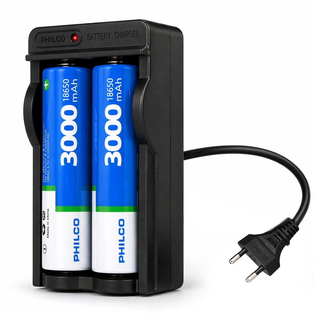 Pack De 2 Bater&iacute;as 18650 3.000 Mah + Cargador 220v Lt15 image number 1.0