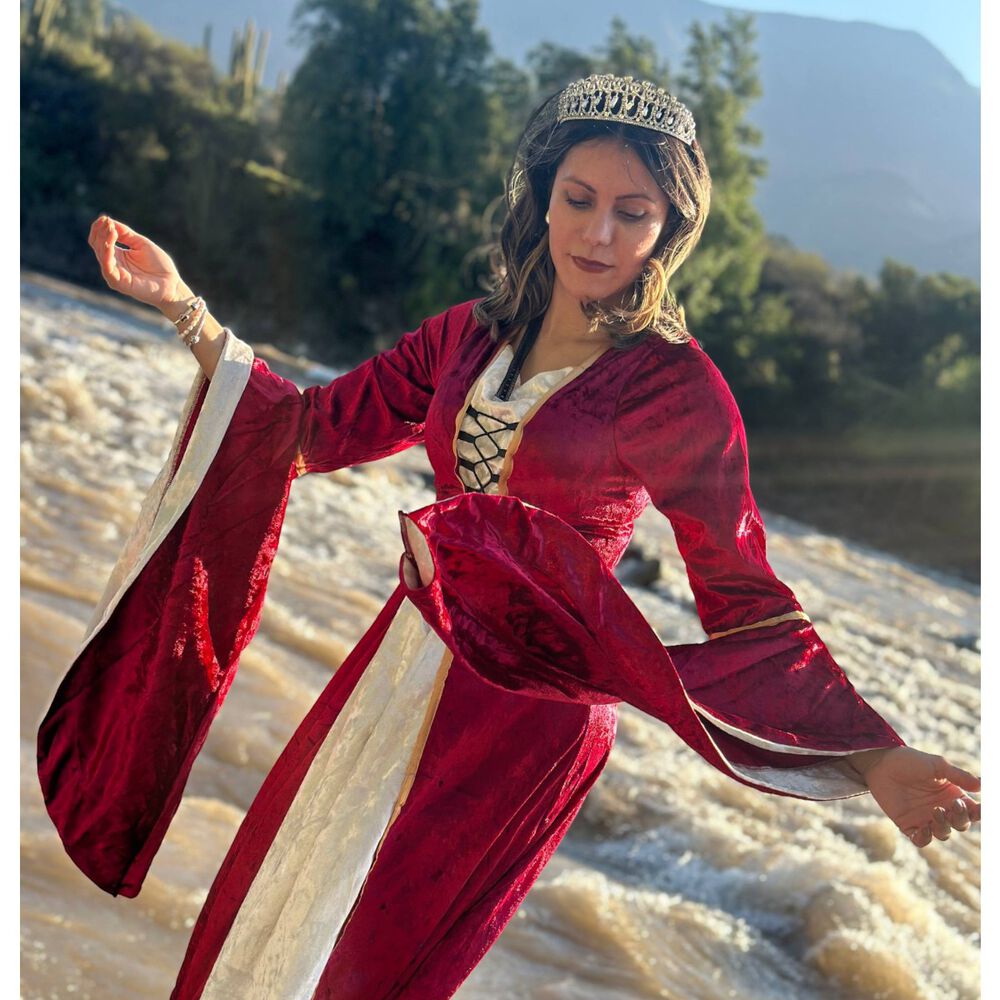 Disfraz Medieval Renacentista Para Mujer Vestido Largo Con Cordones G&oacute;tico image number 15.0