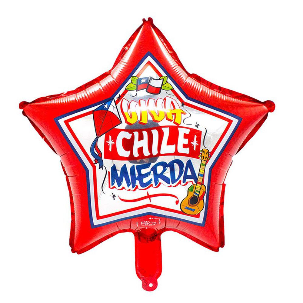 Globo Metalico Estrella Viva Chile X1 Guachaca Fiestas Patrias image number 0.0