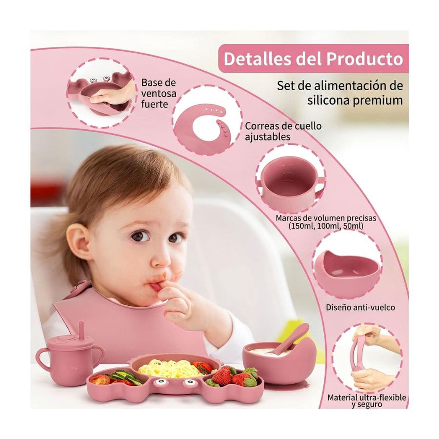 Set Alimentacion Bebe Silicona Plato Cangrejo image number 2.0
