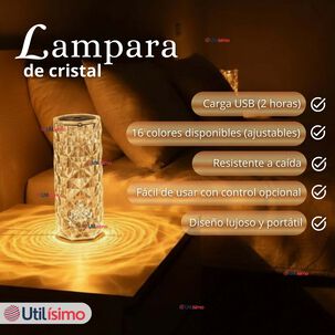 L&aacute;mpara Cristal T&aacute;ctil Usb Transparente Para Mesa