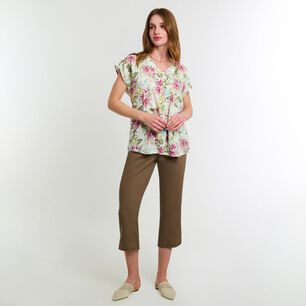 Blusa Manga Corta Cuello V Mujer Lesage