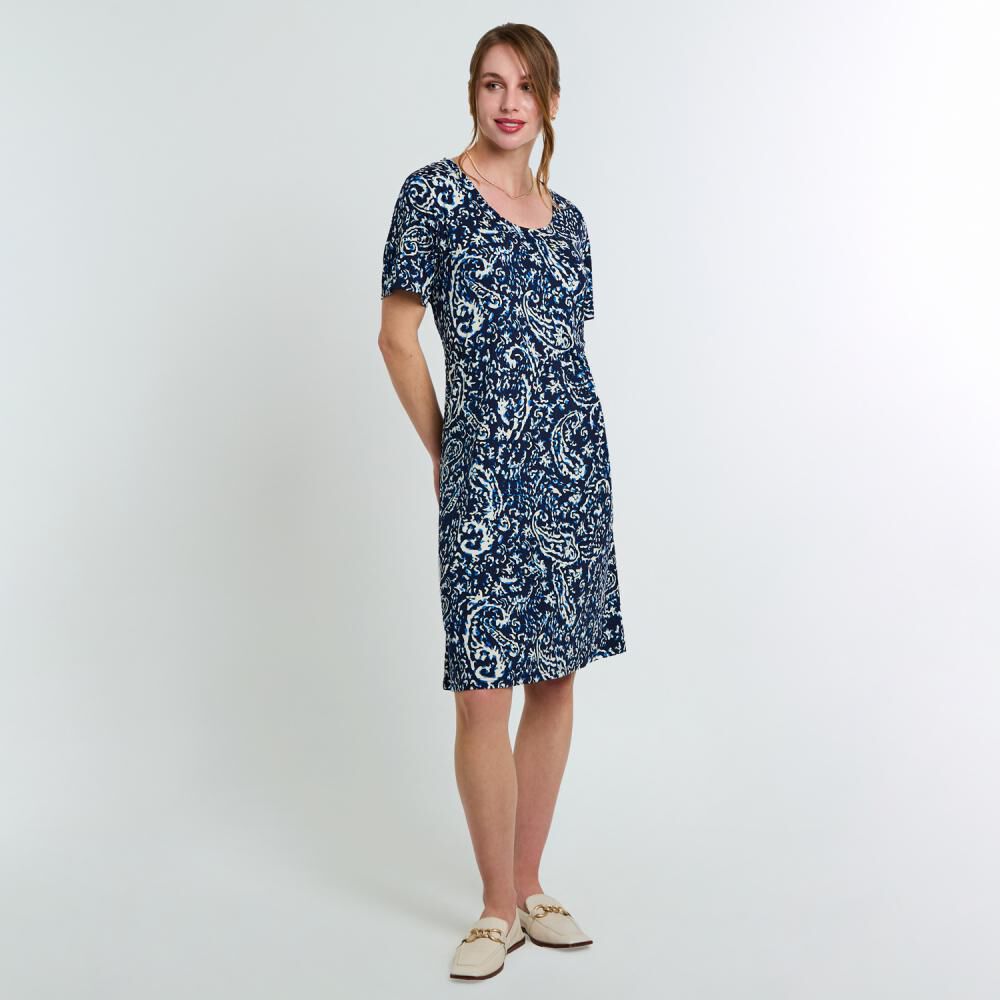 Vestido Full Print Manga Corta Cuello Redondo Mujer Lesage image number 2.0