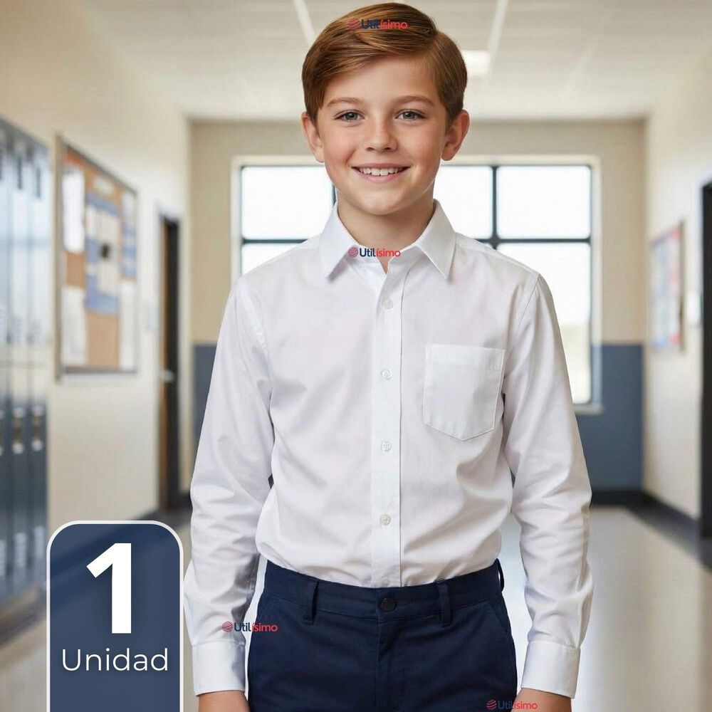 Camisa Escolar Blanca Manga Larga Colegio Para Ni&ntilde;os Y Juvenil image number 0.0