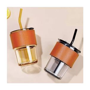 Vaso Taza De Vidrio Con Tapa Herm&eacute;tica Y Bombilla 400 Ml