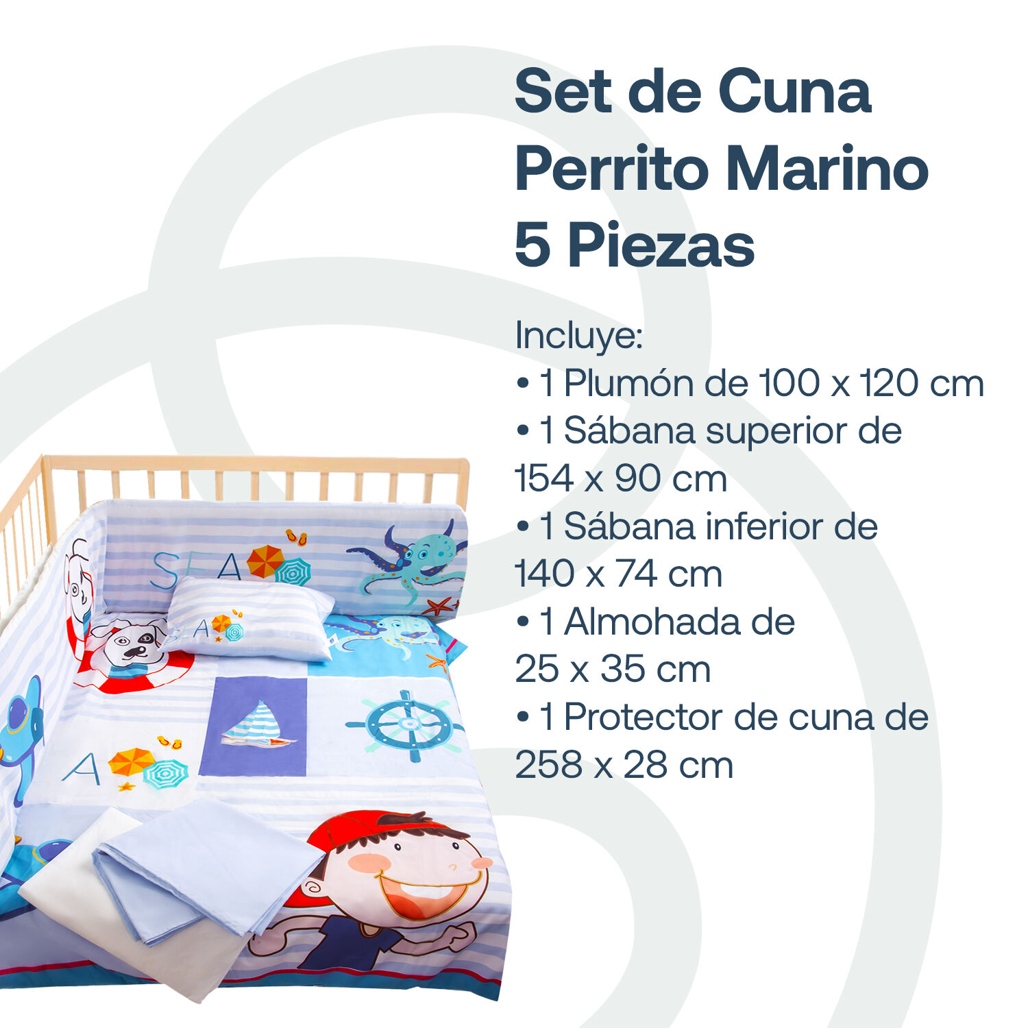 Set De Cuna Perrito Marino 5 Piezas Bebesit image number 1.0