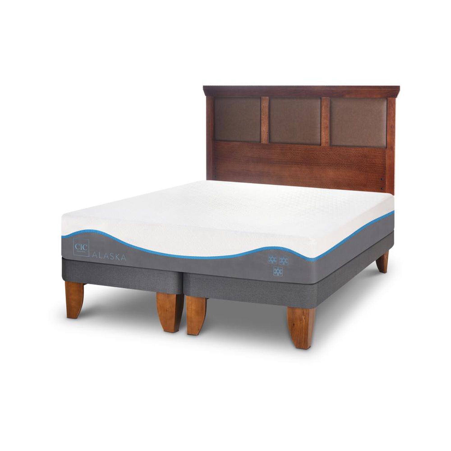 Cama Europea Cic Alaska / 2 Plazas / Base Dividida + Respaldo image number 1.0
