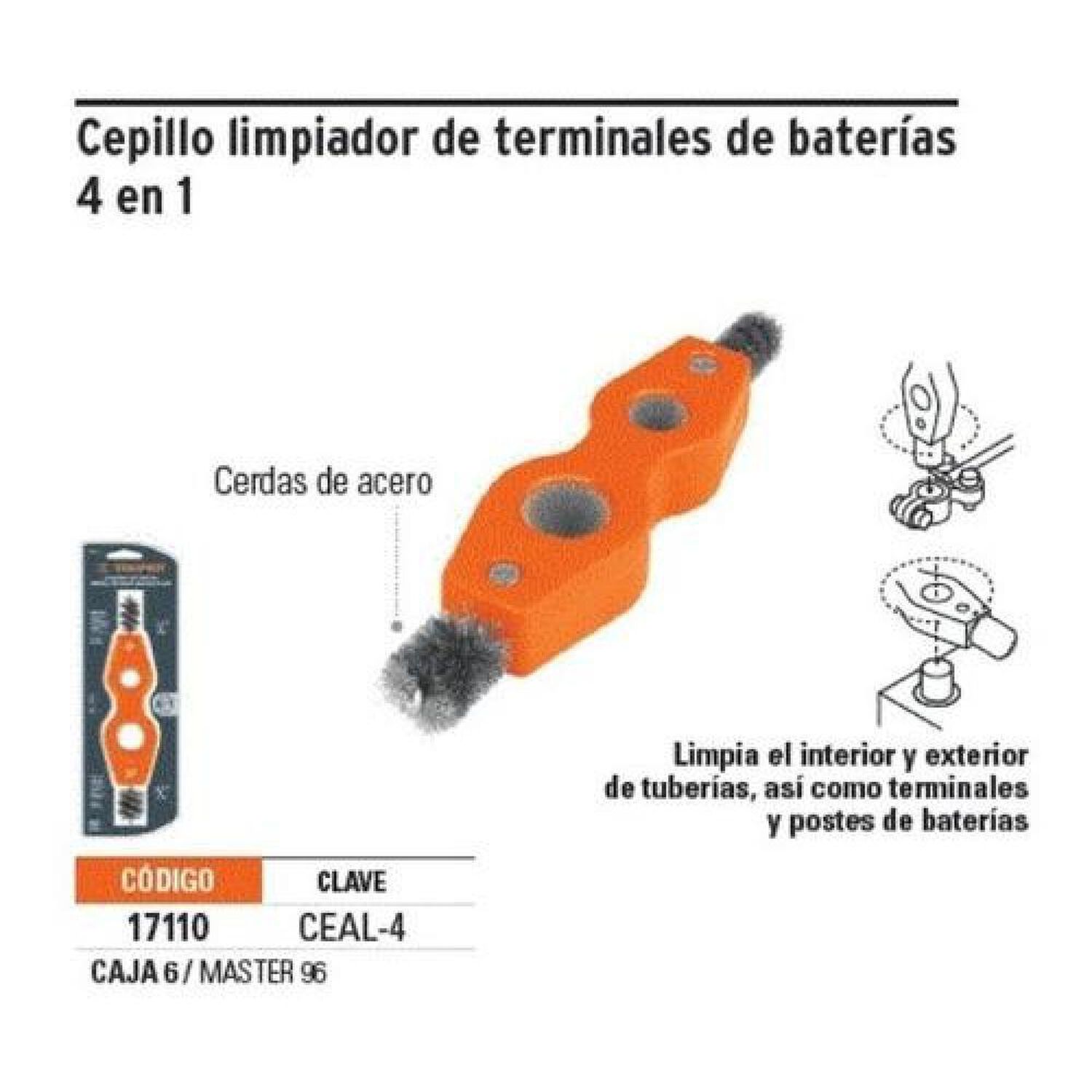 Limpiador De Terminales De Bater&iacute;as, 4 En 1 Truper Profesion image number 2.0