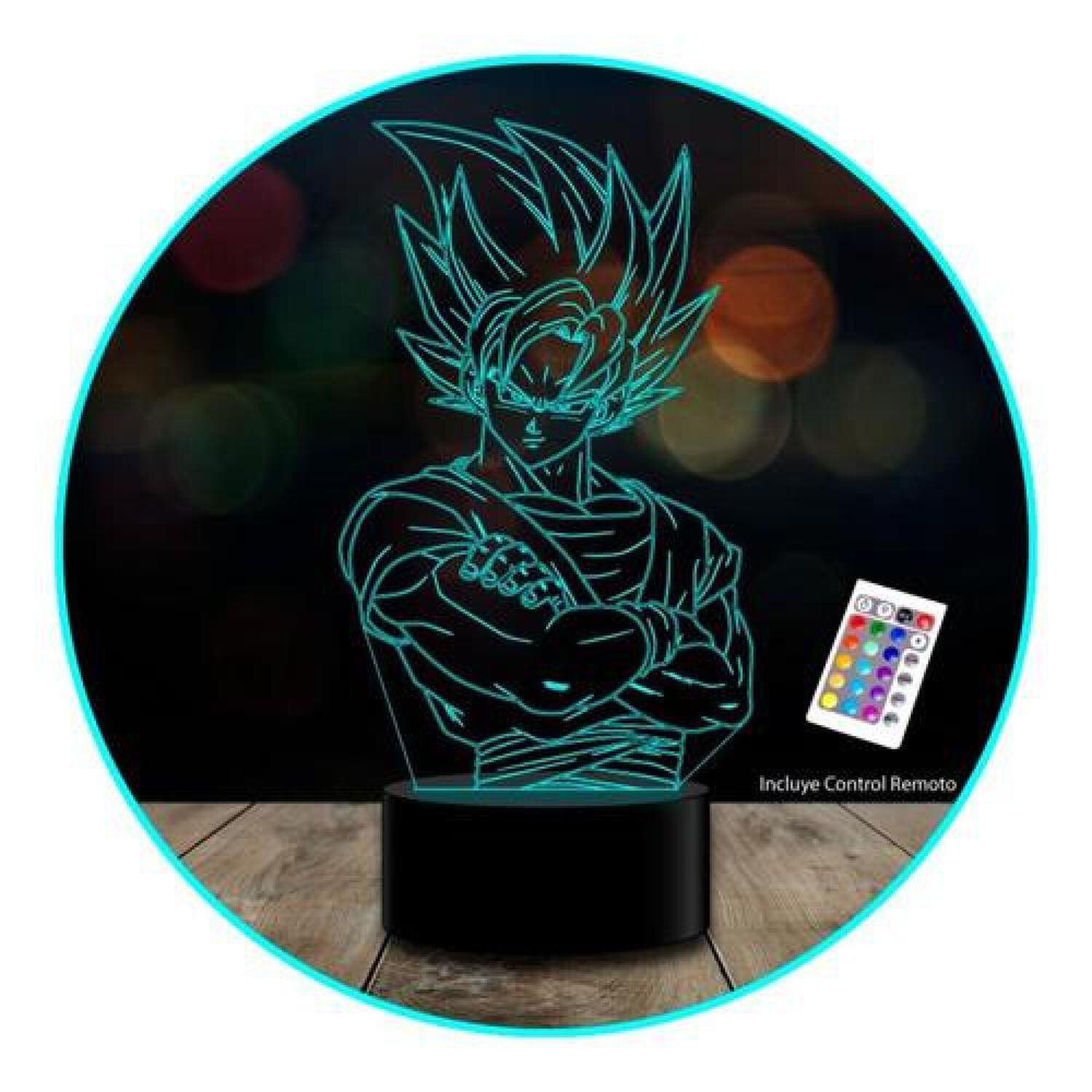 Ilusi&oacute;n Led 3d Goku Dragon Ball Brazos Colores C/remoto image number 0.0