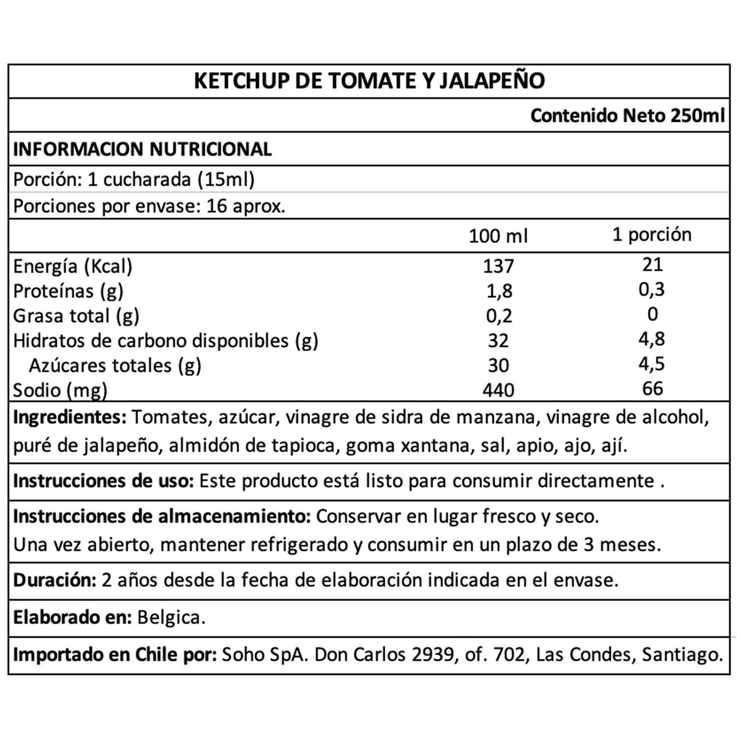 Ketchup De Tomate Y Jalape&ntilde;o Belberry 1 X 250 Ml image number 4.0