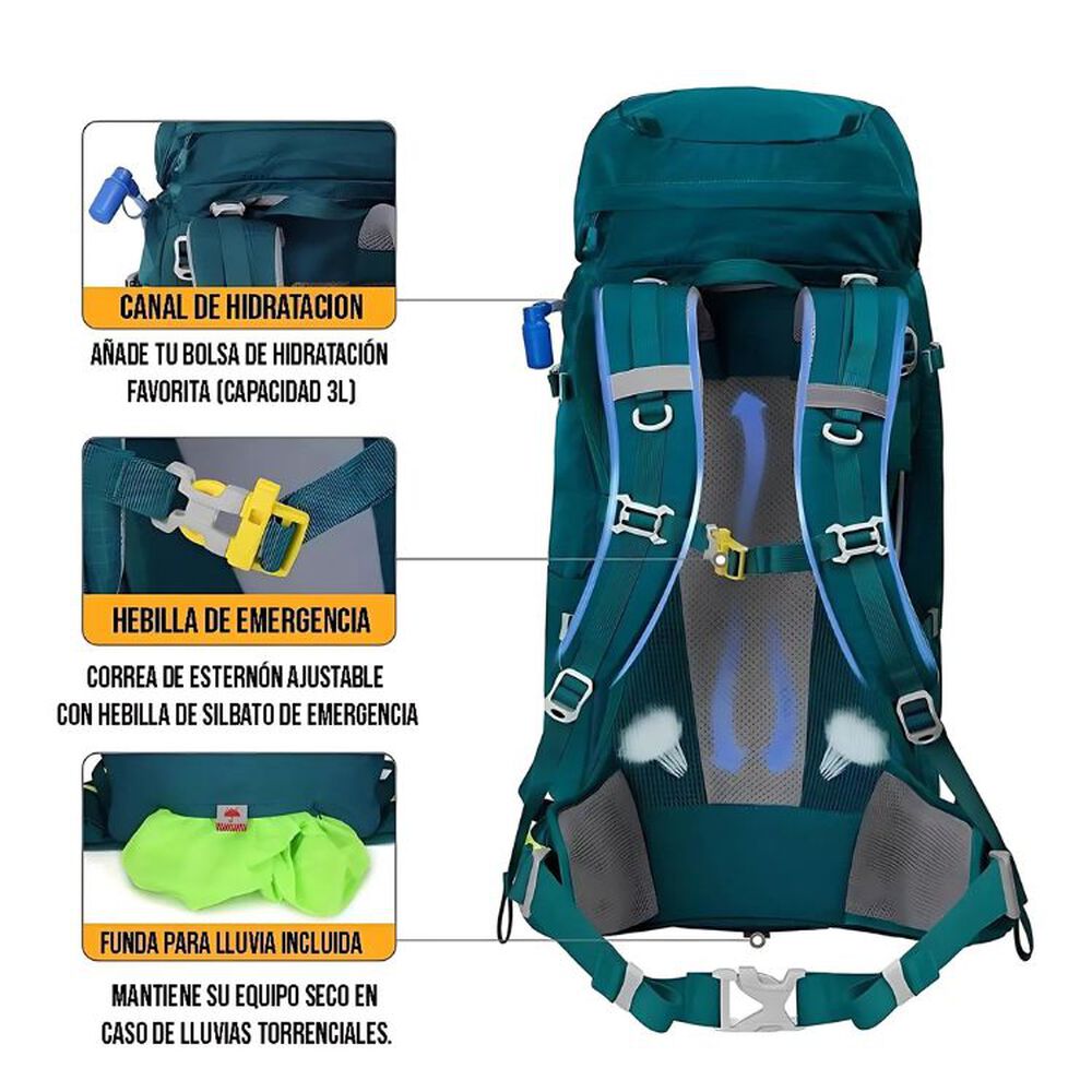 Mochila De Senderismo 65l Montañismo Impermeable Y Liviana image number 3.0