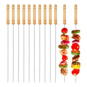 12 Pinchos Anticucho Acero Barbacoa Parrilla Asado 40cm