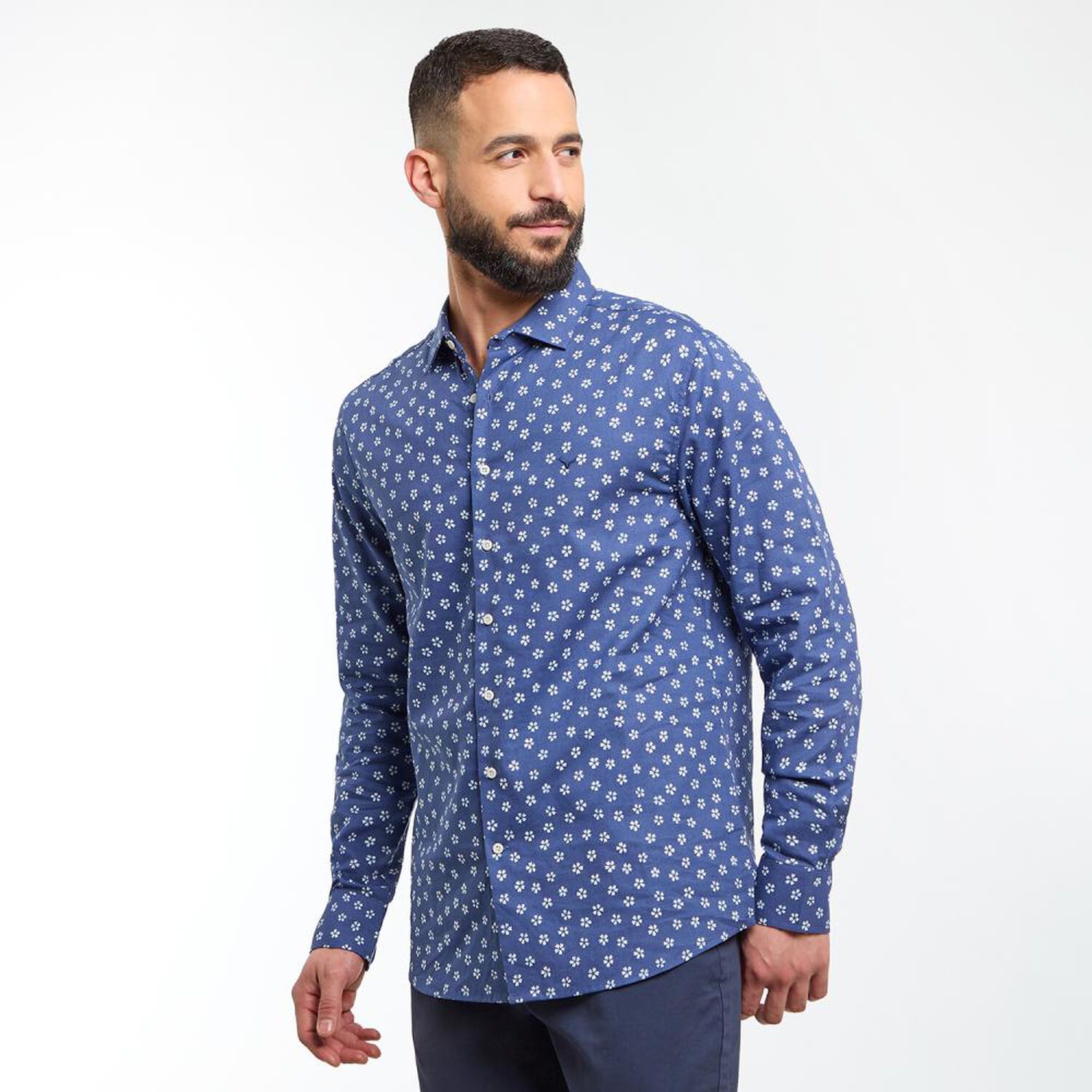 Camisa Lino Slim Fit Manga Larga Hombre Az Black image number 2.0