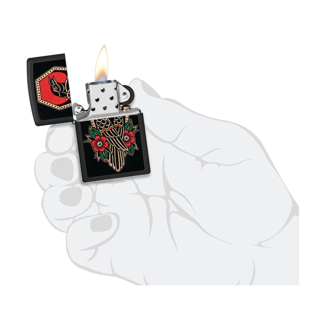 Encendedor Zippo Crow Tattoo Design Negro Zp48611 image number 4.0