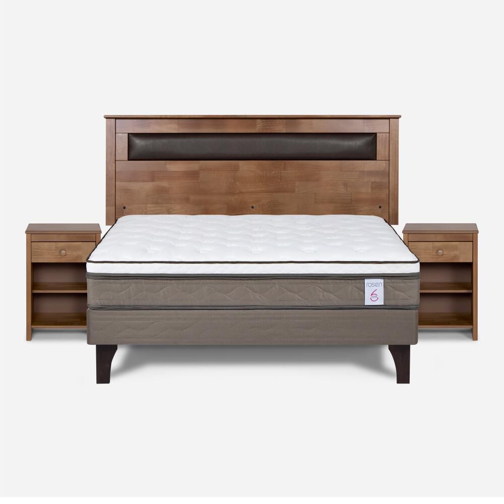 Cama Europea Rosen New Style 6 / 2 Plazas / Base Normal + Set De Maderas Ferrara image number 0.0