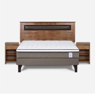 Cama Europea Rosen New Style 6 / 2 Plazas / Base Normal + Set De Maderas Ferrara
