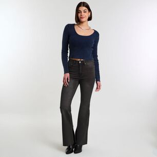 Jeans Tiro Medio Flare Mujer Rolly Go