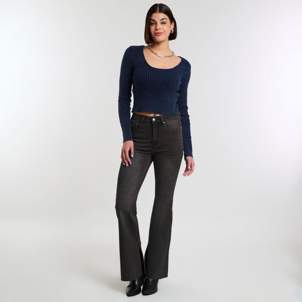 Jeans Tiro Medio Flare Mujer Rolly Go image number 1.0
