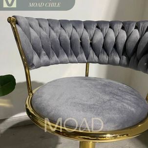 Taburete Bar Queen Ajustable Giratorio 360 Felpa Base Dorada
