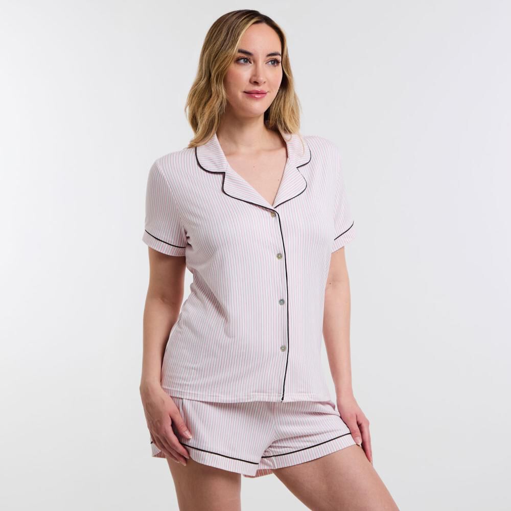 Pijama Camisero Estampado Manga Corta Mujer Geeps image number 2.0