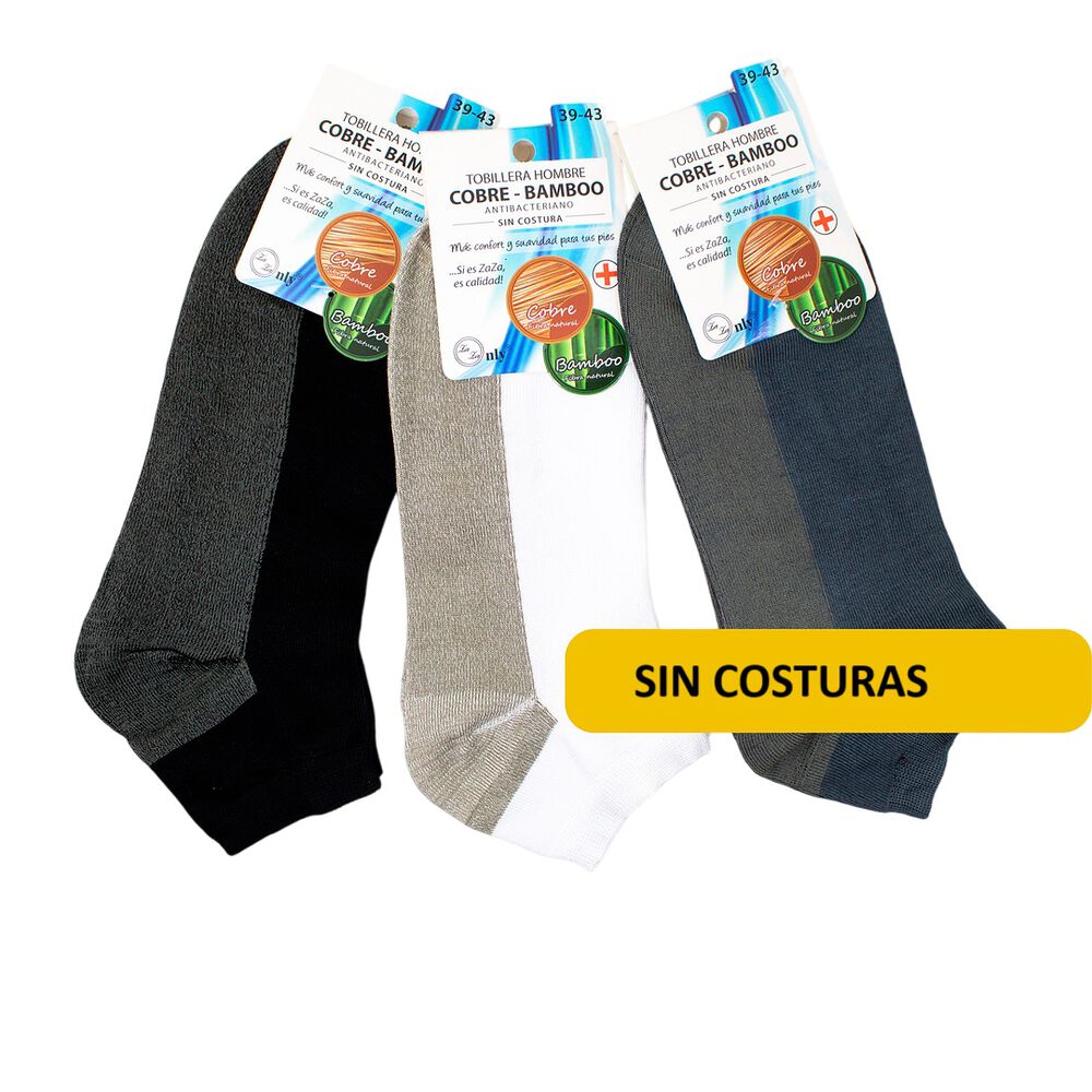 Calcetas Tobilleras Sin Costuras Para Hombre Con Bambu Y Cobre - Docena image number 2.0