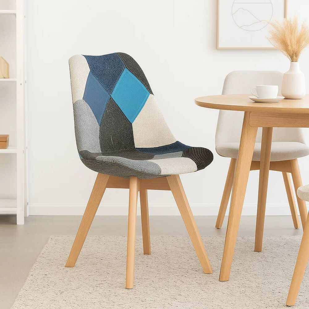 Silla Eames Patchwork Acolchada Tela Wood - Celeste image number 2.0