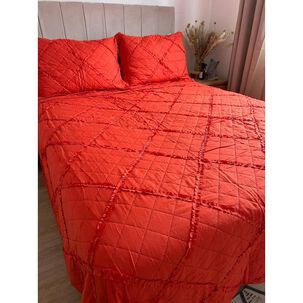 Cubrecama King Microfibra Con Vuelos Naranjo