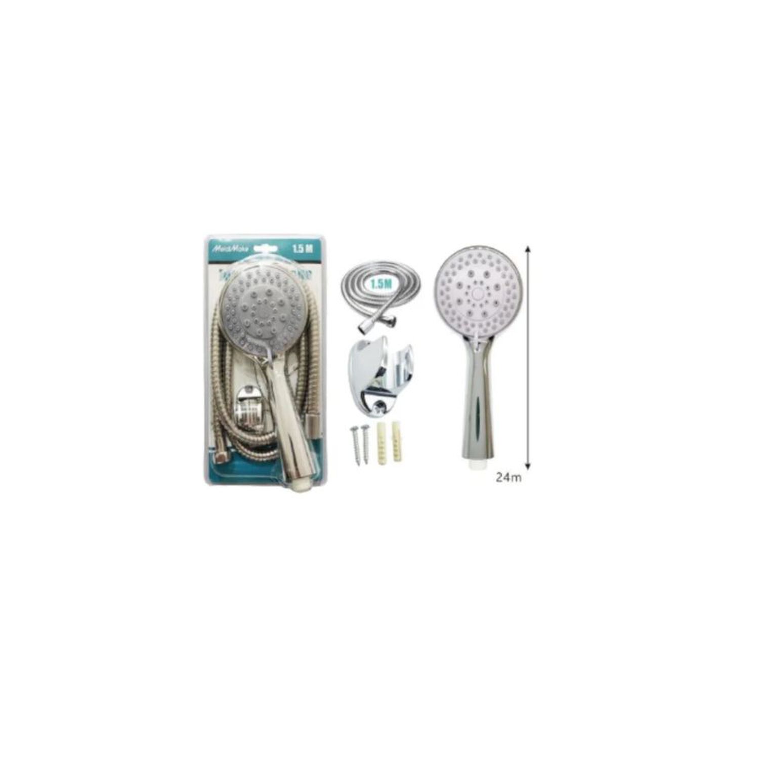 Juego De Ducha Mango Cromada Salida Regulable Flexible 15m image number 1.0