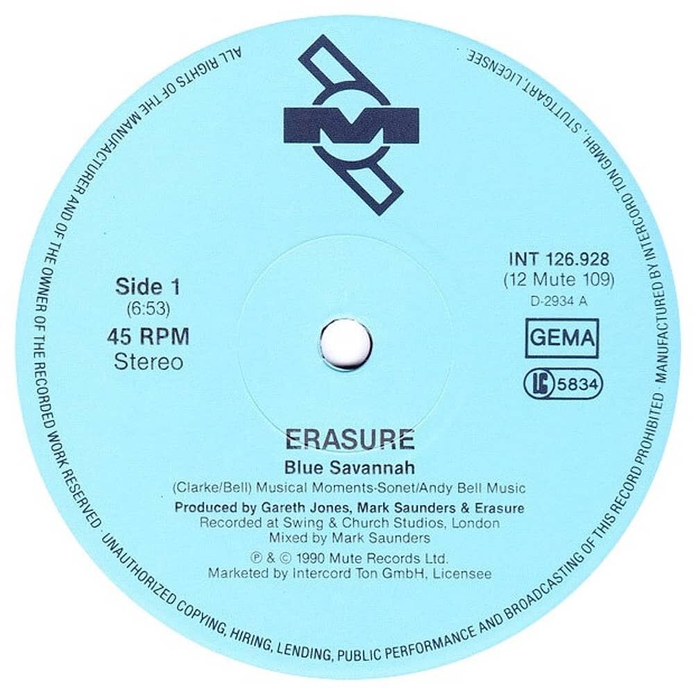 Erasure - Blue Savannah | 12" Maxi Single Vinilo Usado image number 2.0