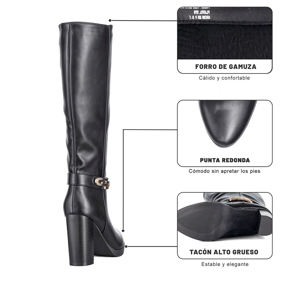 Botas Largas Mujer Tacon Grueso De Moda Vintage Weide Qbm12 image number 7.0