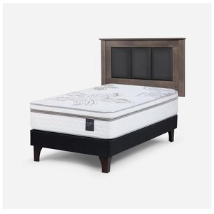 Cama Europea Rosen Art 4 / 1.5 Plazas / Base Normal  + Respaldo Rachel Gris