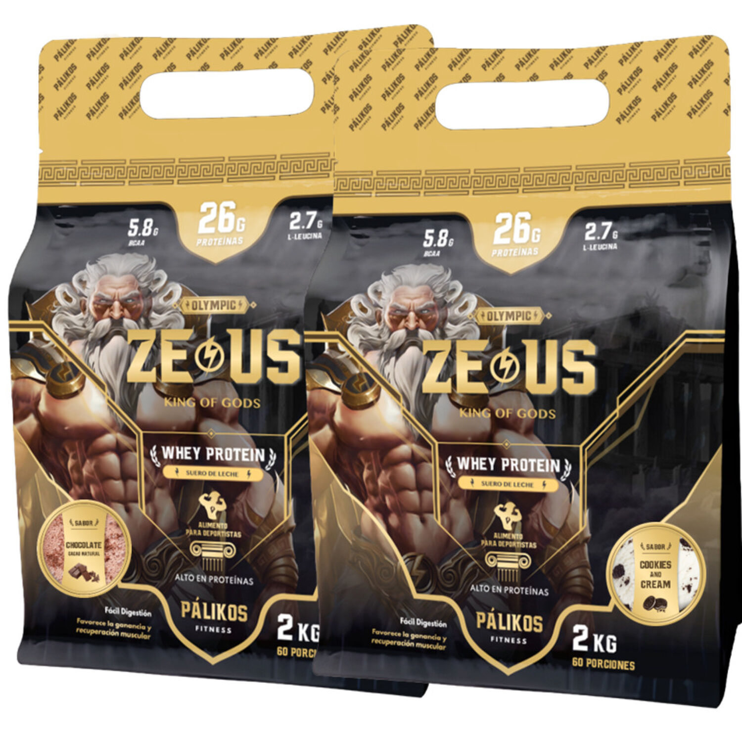 100% Whey Protein - 2 X Doypack De 2kg(chocolate Y Cookies And Creams) image number 0.0