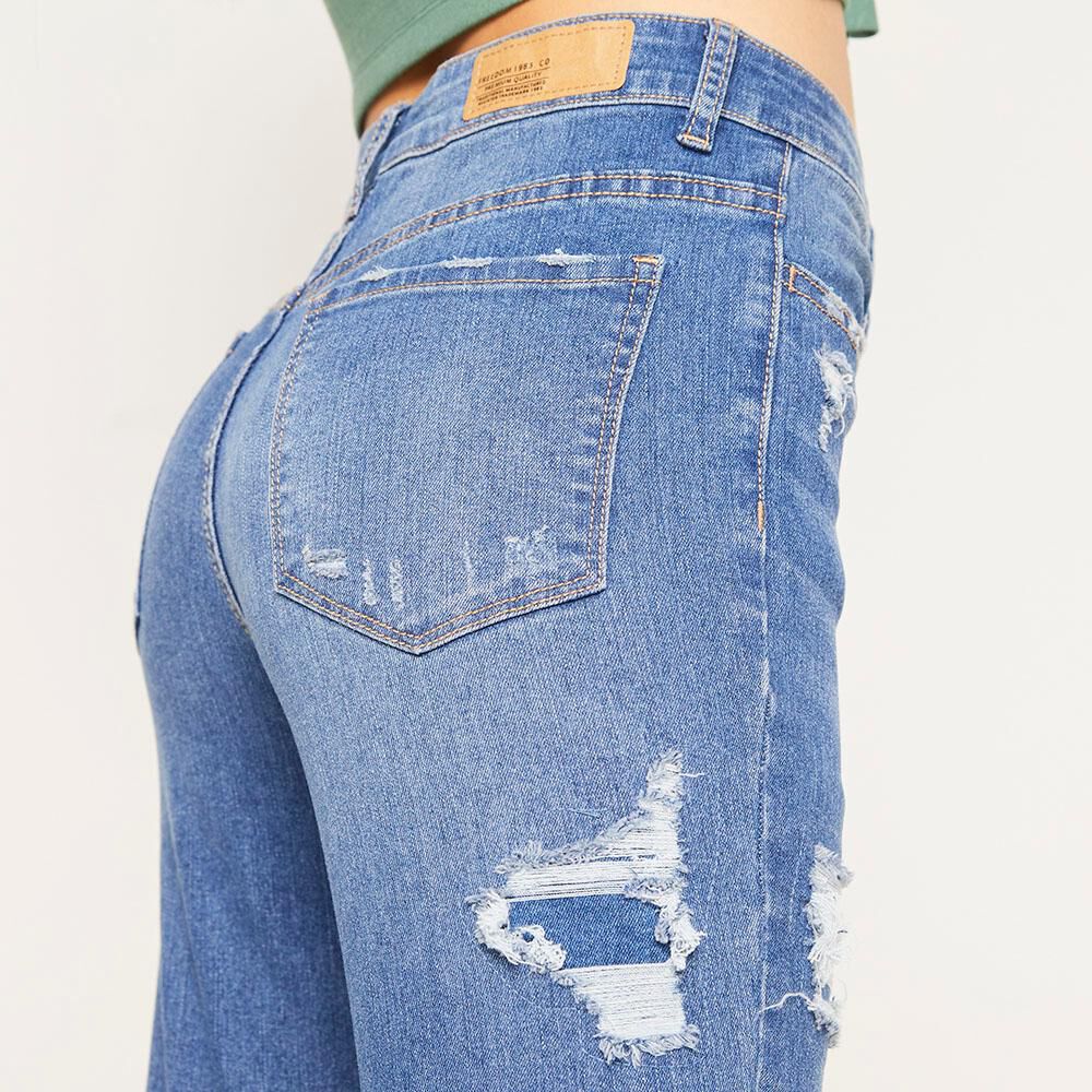Jeans Con Roturas Y Parches Tiro Alto Super Skinny Mujer Freedom image number 4.0
