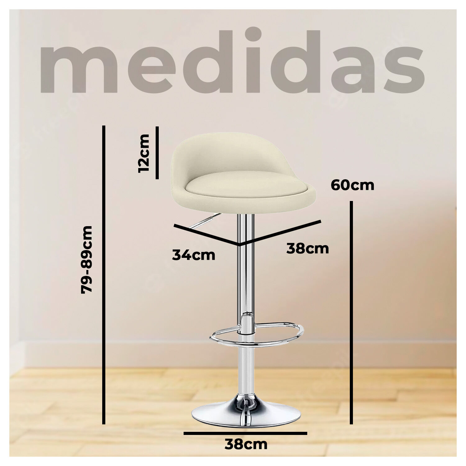 Silla Piso Bar Taburete Beige image number 5.0