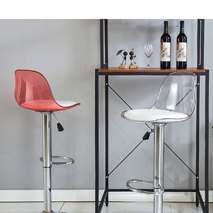 Pack 2 Sillas Piso Bar Blancas Altura Regulable Con Respaldo