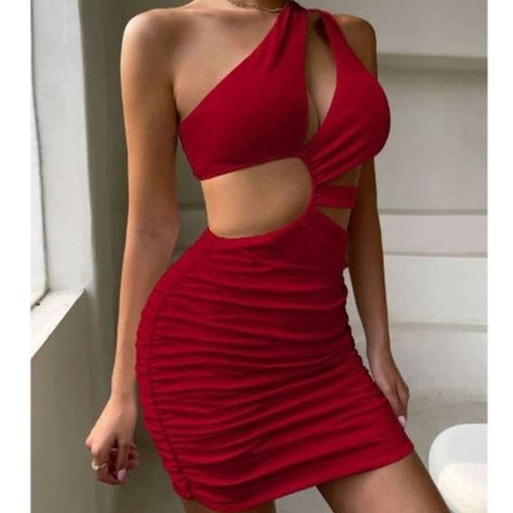Vestido Hombro Cruzado Escote Lateral Horma Sirena Elegante image number 7.0