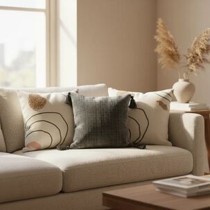 Set De 3 Cojines Decorativos Boho Abstracto Beige Y Gris