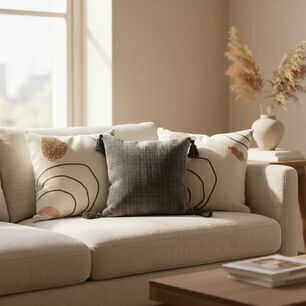 Set De 3 Cojines Decorativos Boho Abstracto Beige Y Gris