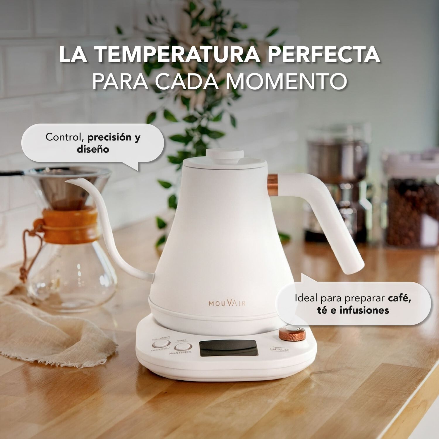 Hervidor El&eacute;ctrico Cuello De Cisne Con Control De Temperatura Mouvair Swan Negro image number 2.0