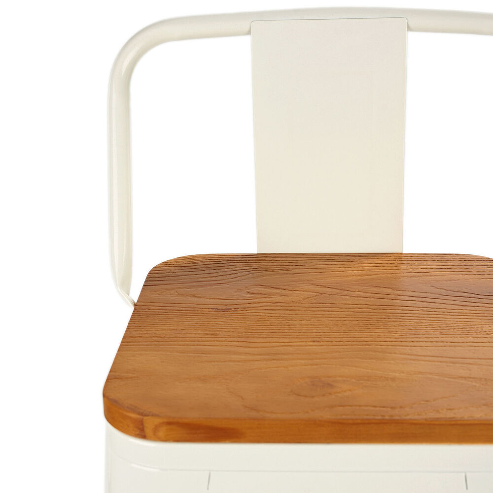 Pack 4 Pisos De Bar Tolix Asiento De Madera Blanco image number 5.0