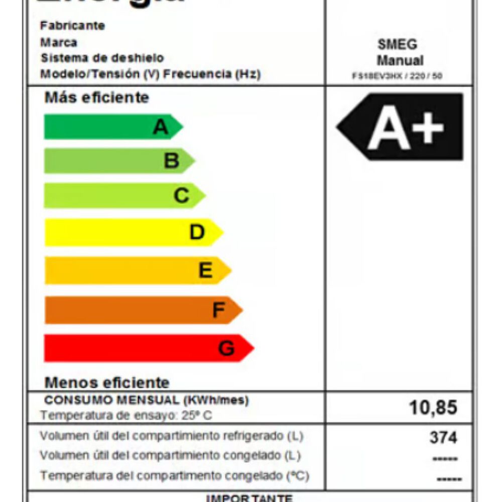 Refrigerador Combinado Fs18ev3hx 390 Lts Smeg image number 4.0