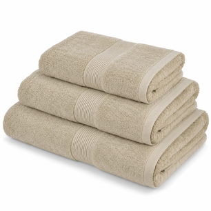 Juego Toallas De Ba&ntilde;o Beige Belle Noite / 3 Toallas 90X170CM-74X140CM-50X80CM