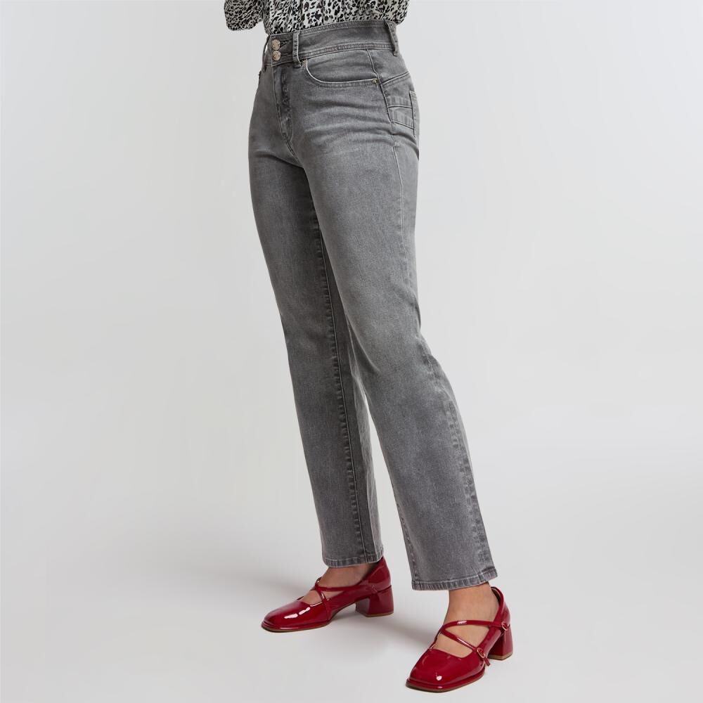 Jeans Tiro Alto Straight Push Up Mujer Kimera image number 2.0